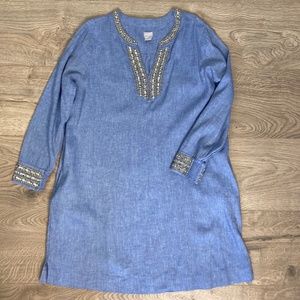 Chico's Linen Tunic style Dress with sequin detail